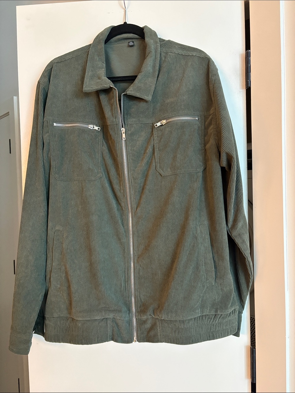 Men's Olive Green Corduroy Zip Jacket